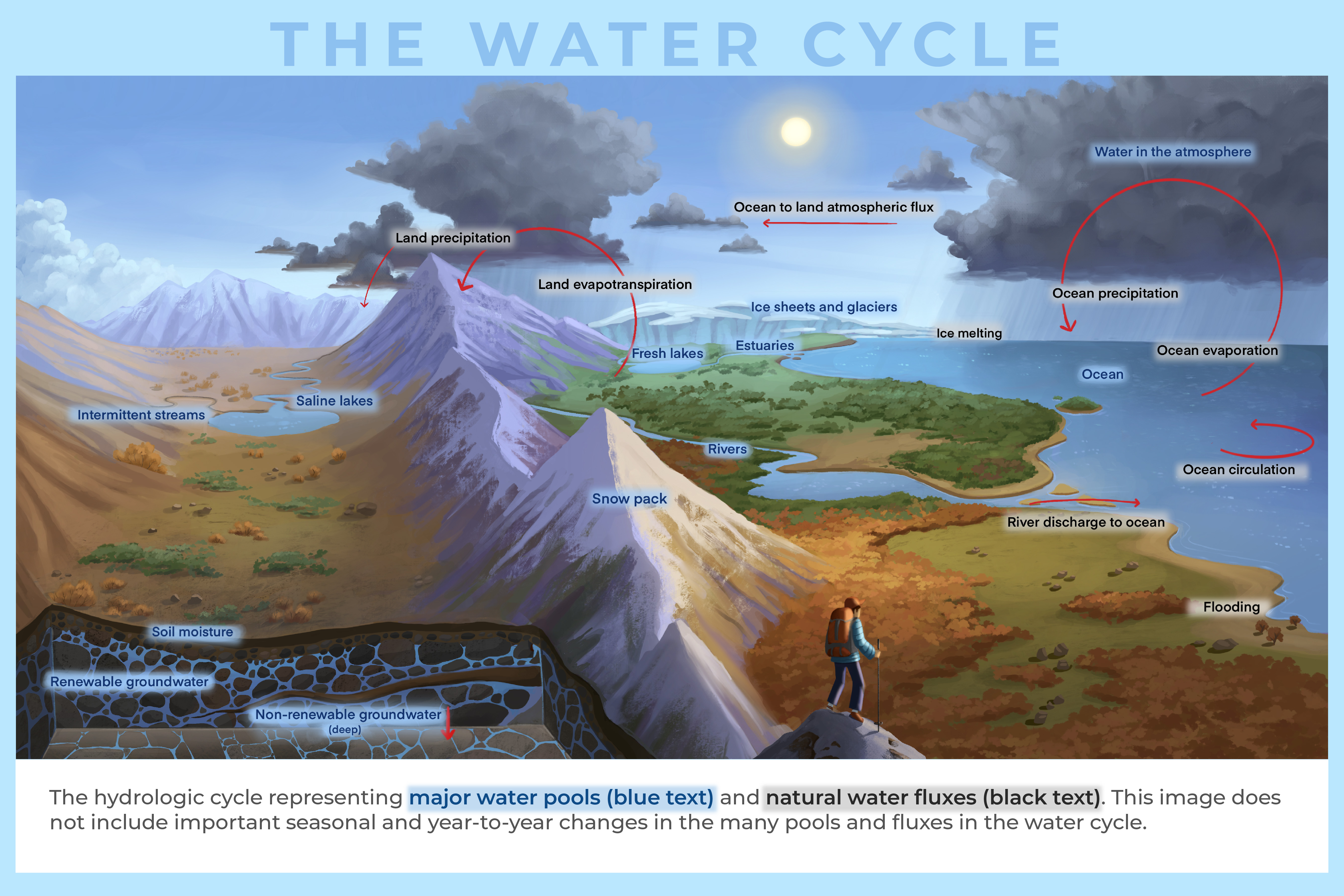 The artist view of the global water cycle and the WCOM This is the